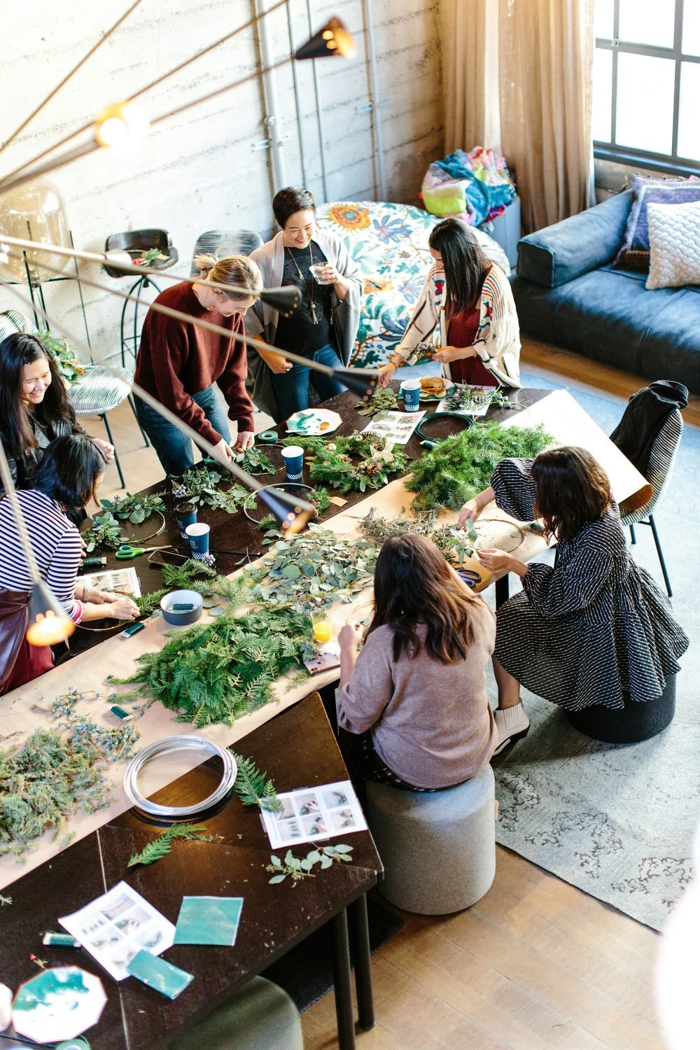 Community wreath-making workshop — creativity and togetherness