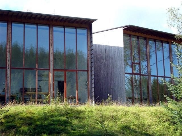 Timber and glass studio building exterior